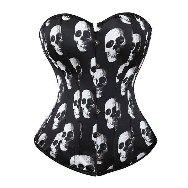 Victorian Gothic Skull Hourglass Overbust Corset - Vedlit