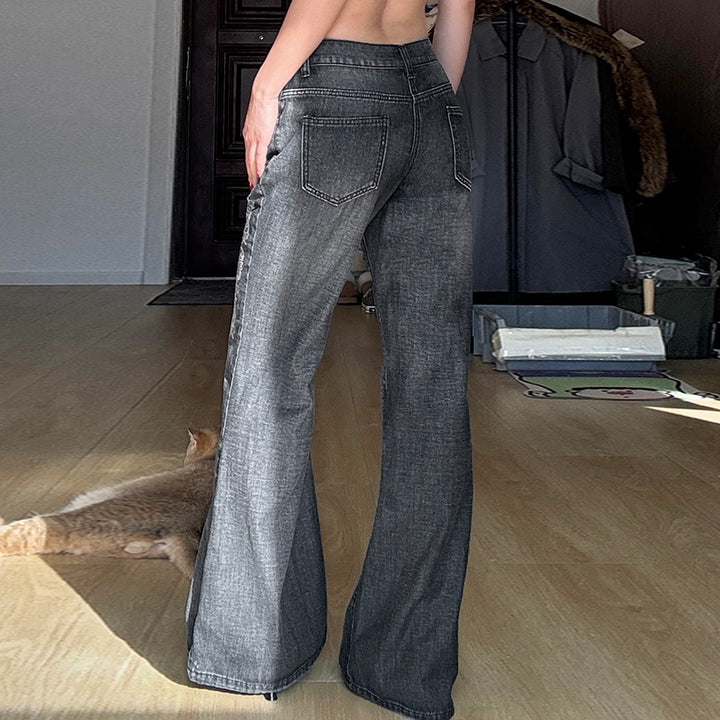 Vintage Wash Embroidered Straight Leg Jeans - Vedlit