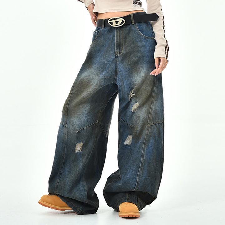 90s Distressed Baggy Jeans - Vedlit