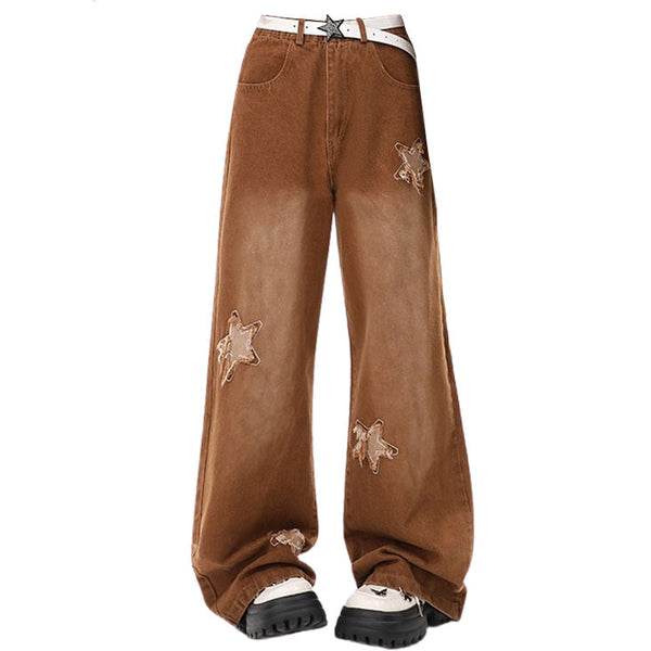 Vintage Style Star Patch Jeans - Vedlit