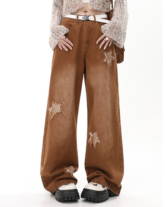 Vintage Style Star Patch Jeans - Vedlit
