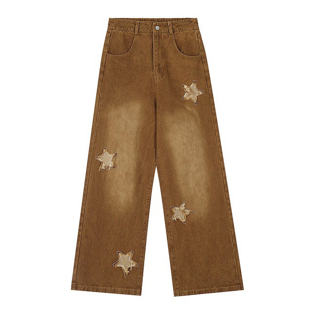 Vintage Style Star Patch Jeans - Vedlit