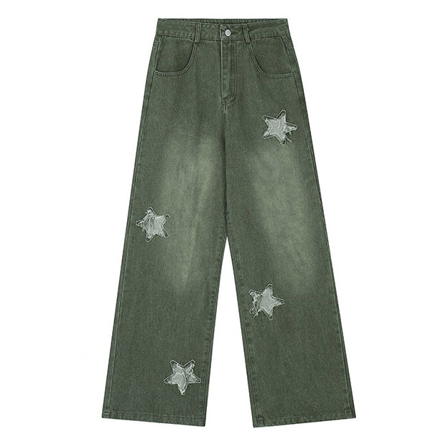 Vintage Style Star Patch Jeans - Vedlit