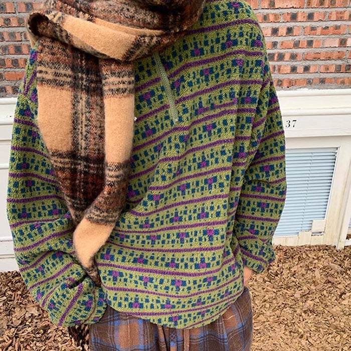 80's Grandma Zip-Up Fleece Sweatshirt - Vedlit