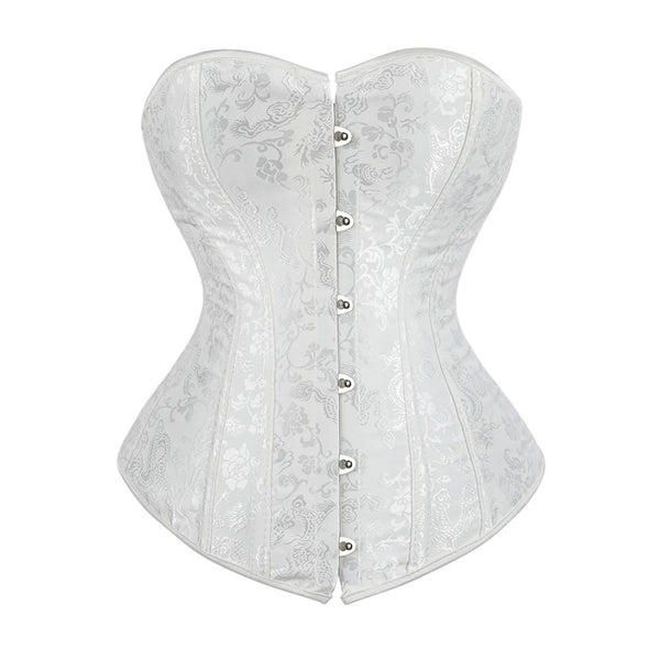 White Victorian Gothic Hourglass Overbust Corset - Vedlit