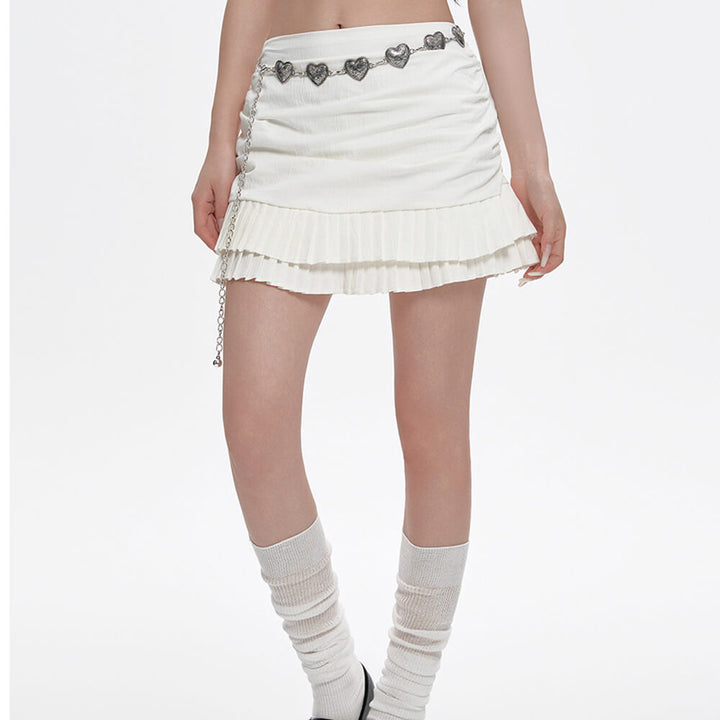 Milk White Double-Layer Mini Skirt - Vedlit