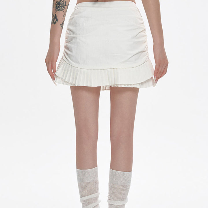Milk White Double-Layer Mini Skirt - Vedlit