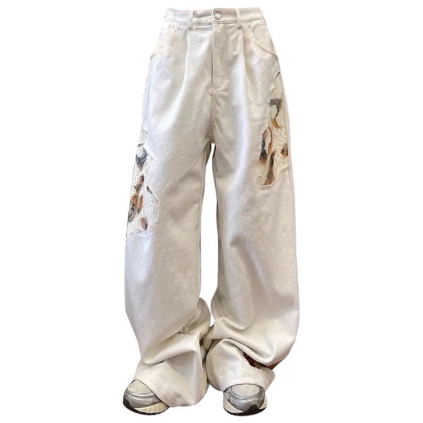 Self Made Lace Detail Baggy Jeans - Vedlit