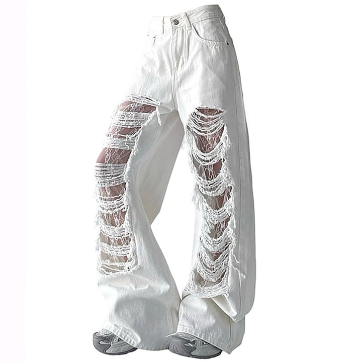 Ripped Lace Baggy Jeans - Vedlit