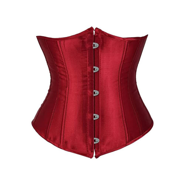 Wine Red Gothic Underbust Corset - Vedlit