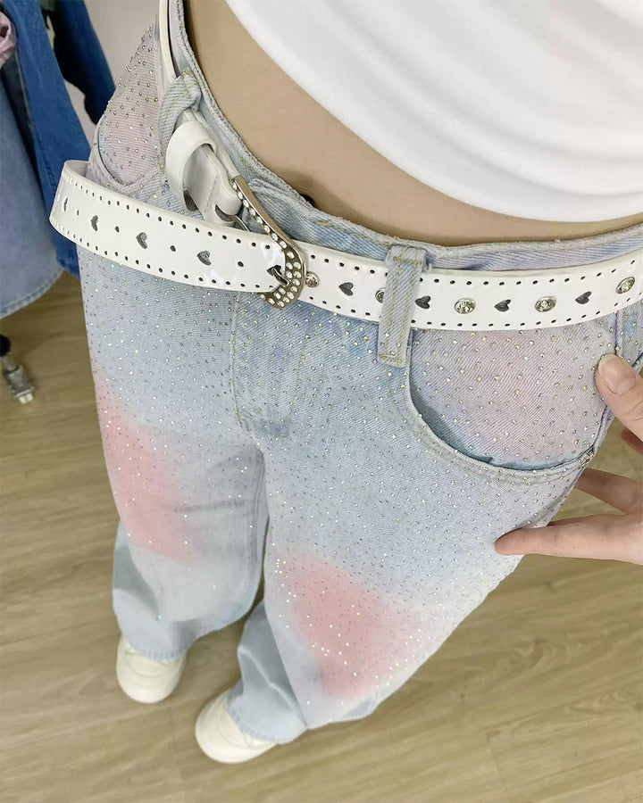 Y2K Blush Glitter Jeans - Vedlit