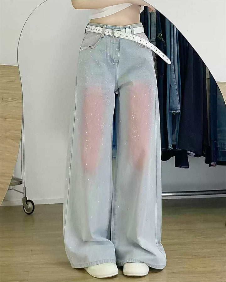 Y2K Blush Glitter Jeans - Vedlit