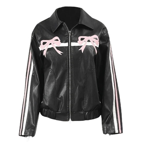 Y2K Bow Motorcycle Jacket - Vedlit