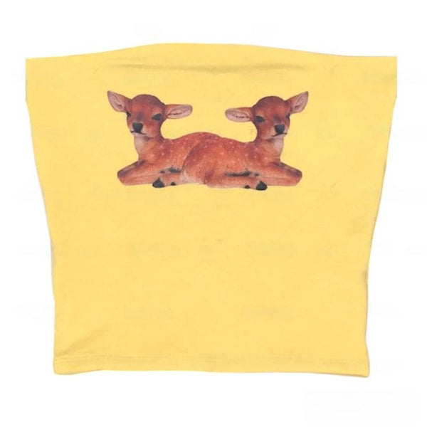 Y2K Deer Print Tube Top - Vedlit