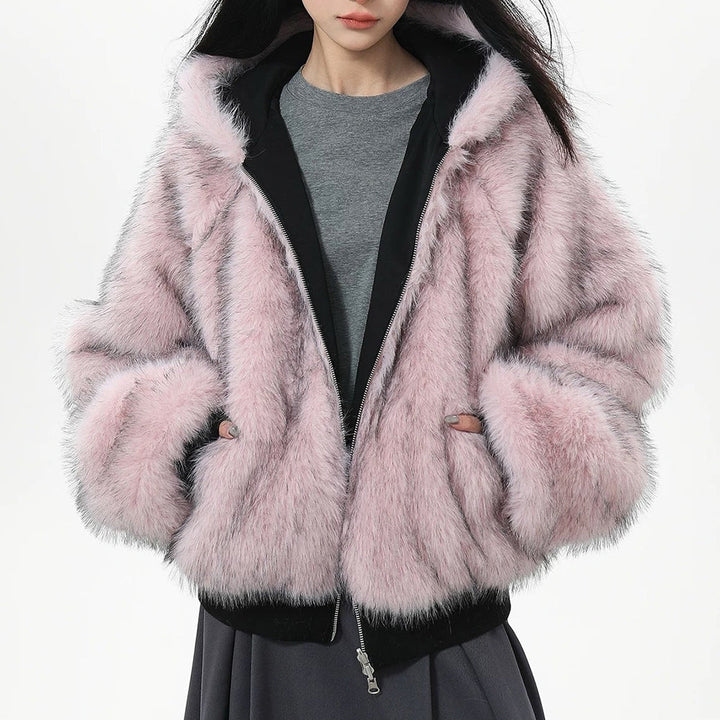 Y2K Fur-Lined Zip-Up Jacket - Vedlit