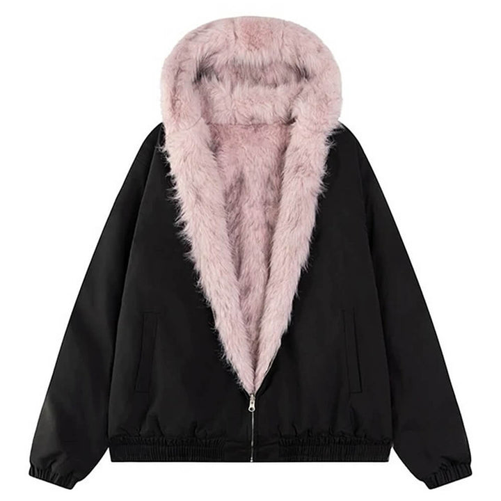 Y2K Fur-Lined Zip-Up Jacket - Vedlit