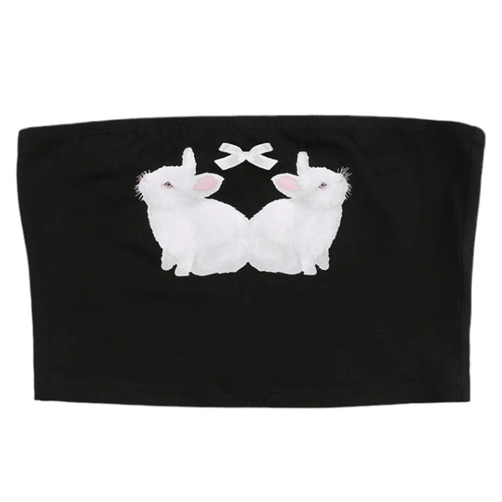 Y2K Rabbit Print Tube Top - Vedlit