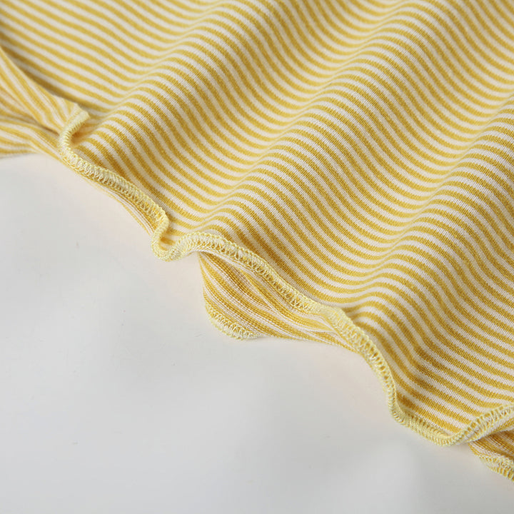 Yellow Ruched Bow Tube Top with Lettuce Hem - Vedlit