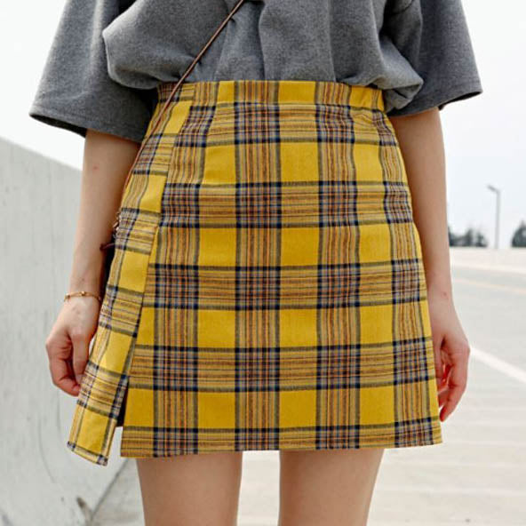 Plaid Check Mini Skirt - Vedlit