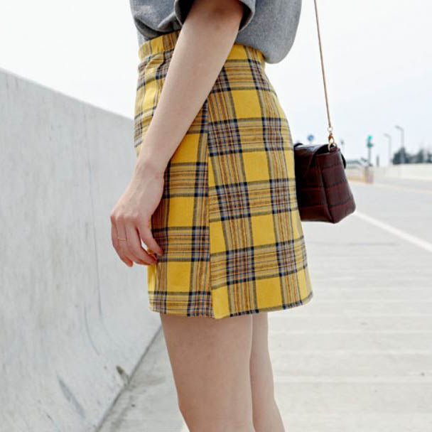 Plaid Check Mini Skirt - Vedlit